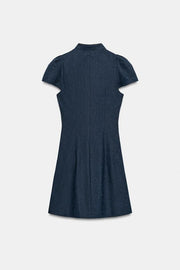 Robe mini en lin à brandebourg