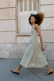 Robe midi à bretelles à carreaux