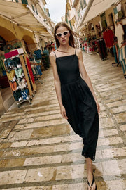 Robe midi brodée ajourée