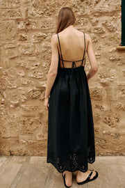 Robe midi brodée ajourée
