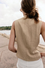 Chemise à boutons sans manches