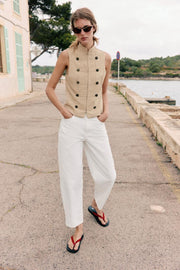 Chemise à boutons sans manches