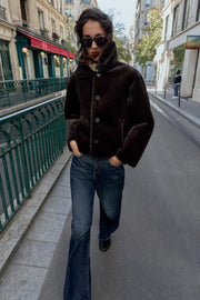 Blouson réversible double-face effet cuir