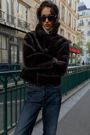 Blouson réversible double-face effet cuir