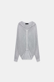Sweat-shirt à capuche en maille à fil métallisé