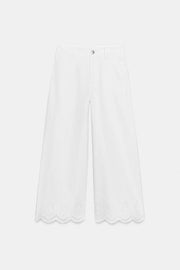 Pantalon-culotte à broderies ajourées