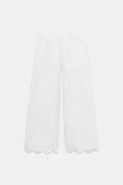 Pantalon-culotte à broderies ajourées