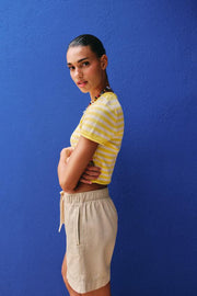 Bermuda 100 % coton à taille élastique