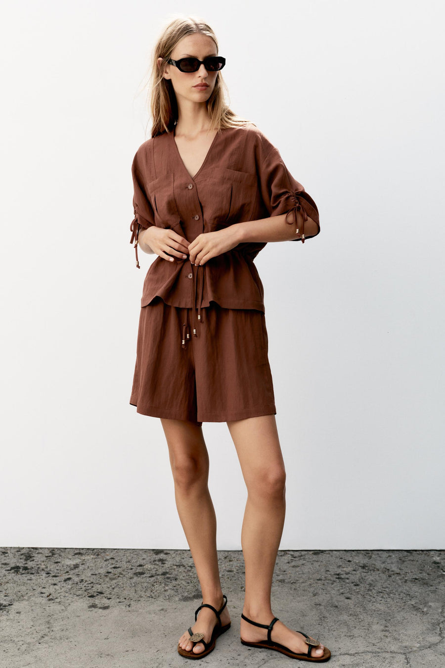 Veste safari à manches courtes à perles