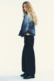 Pantalon basique en molleton, coupe droite et bas réglable