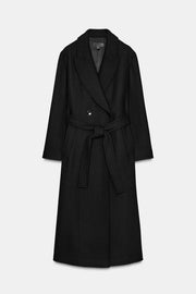Manteau long en laine avec ceinture