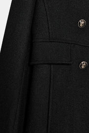 Manteau court croisé en laine