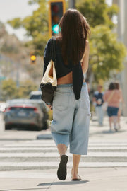 Jorts en denim TRF déchiré, taille mi-haute