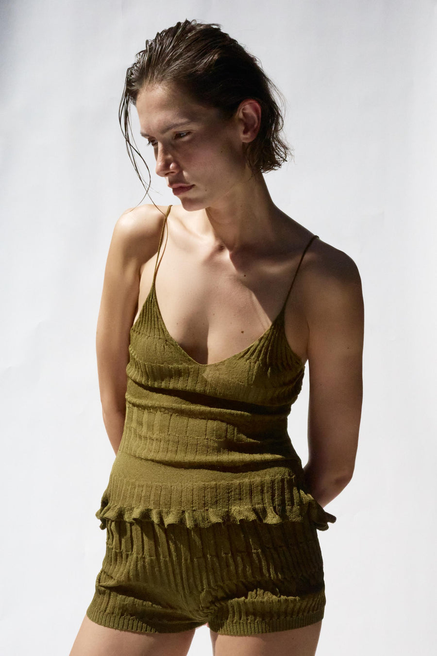 Short en maille texturée