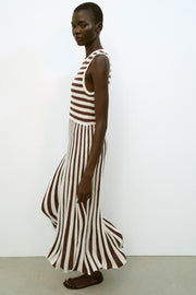 Robe longue à rayures plissée texturée