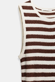 Robe longue à rayures plissée texturée
