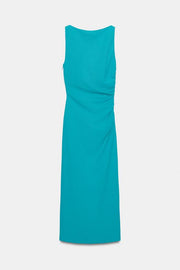 Robe midi drapée à application dorée