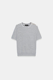 Pull en maille à rayures à manches courtes