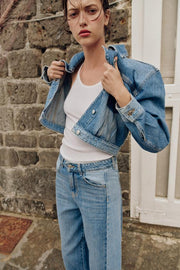 Blouson Z1975 court contrasté en denim