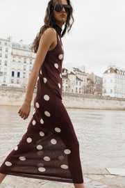 Robe en maille à pois