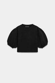 Top en maille à manches bouffantes