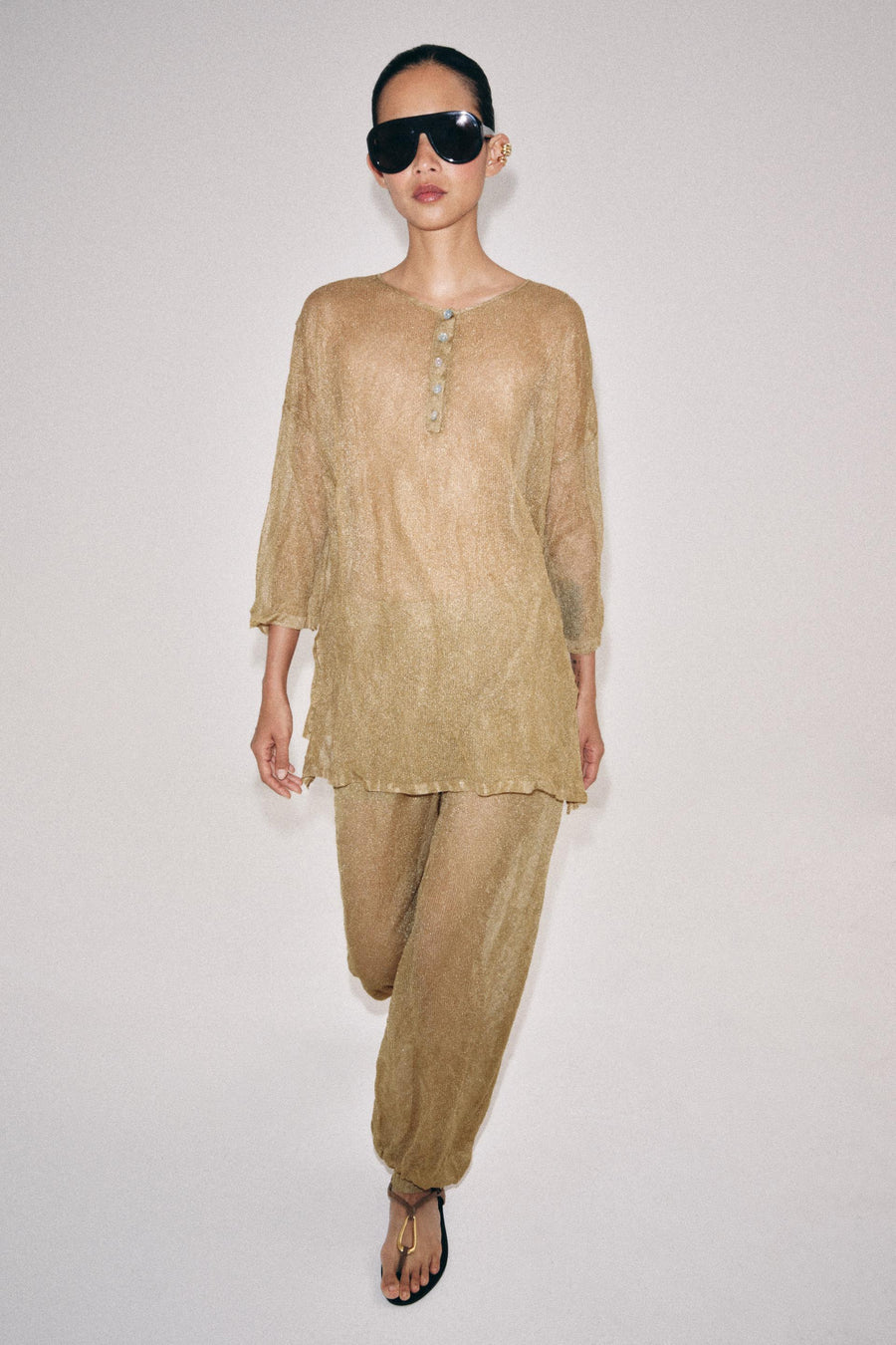 Pantalon bouffant en maille fine