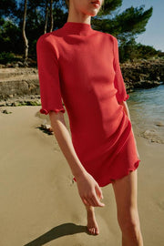 Robe courte en maille côtelée