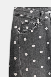 Jean ZW Collection cheville coupe décontractée taille mi-haute à pois