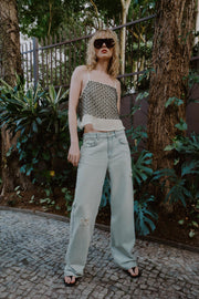Jean Z1975 coupe droite taille mi-haute déchiré