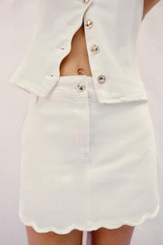 Jupe-culotte Z1975 en denim bas ondulé