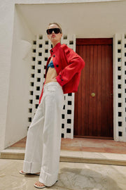 Jean Z1975 coupe barrel taille mi-haute avec revers au bas