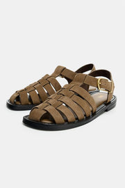 Chaussure cage en cuir suédé